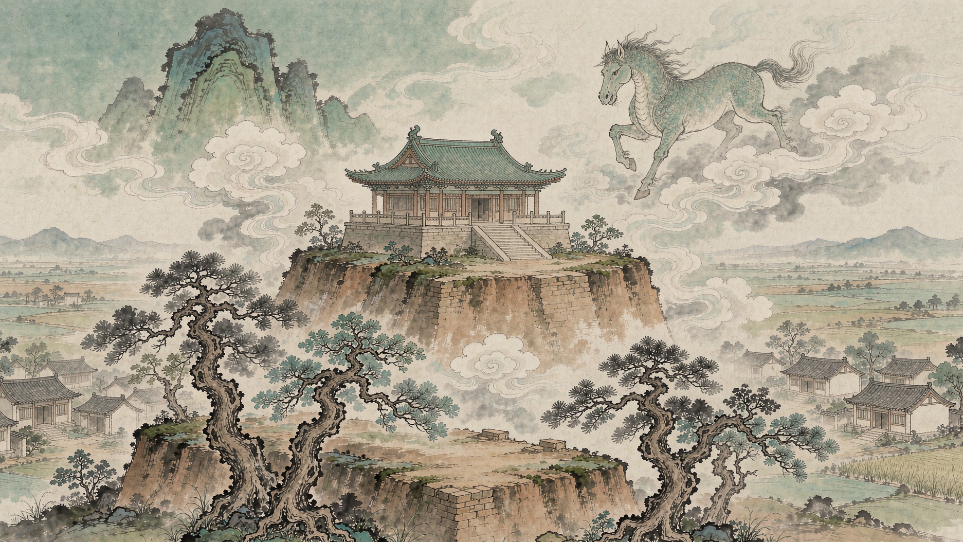 山东嘉祥获麟台全景