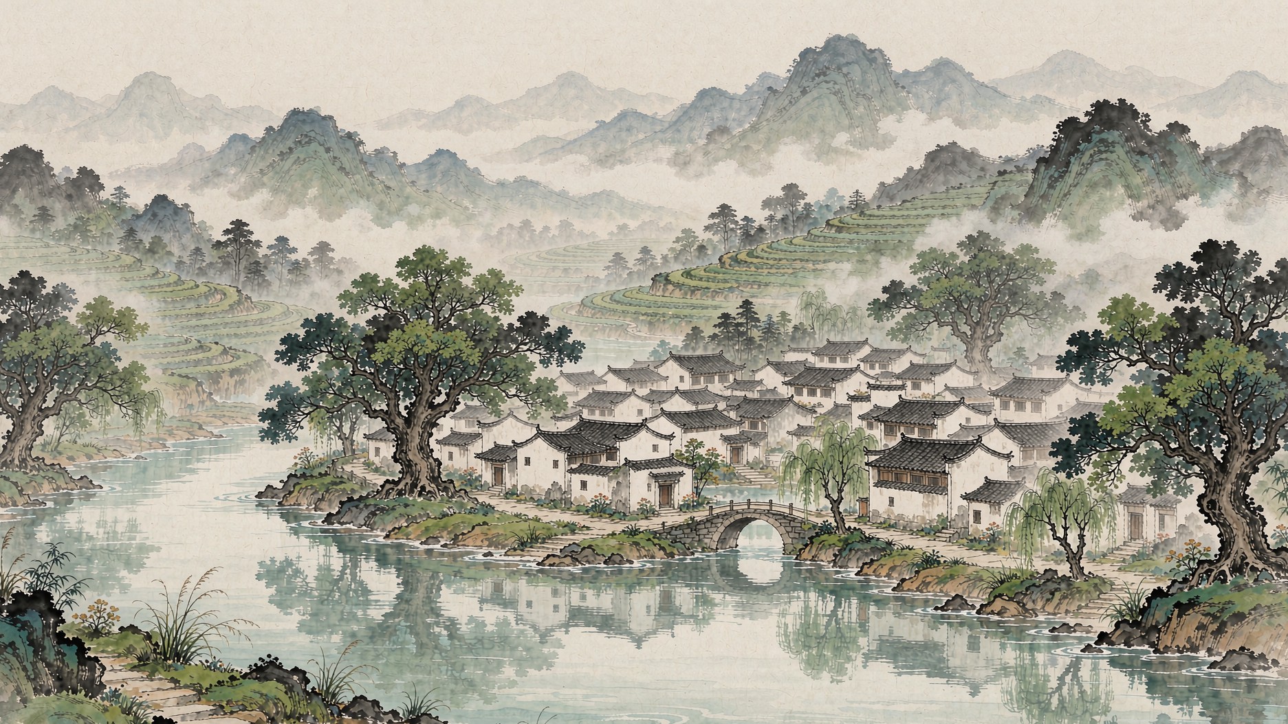 江西修水双井村全景